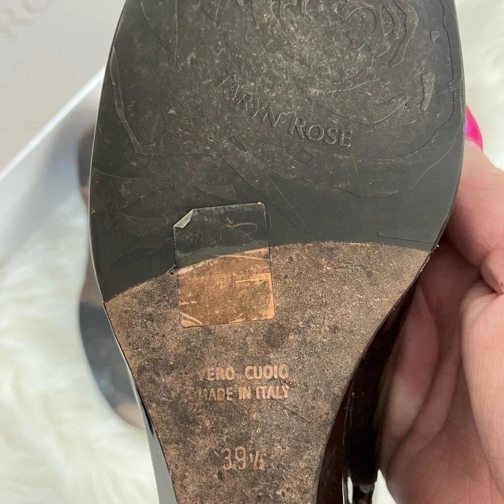 Taryn Rose Anala chocolate patent wedges, Sz. 39.5